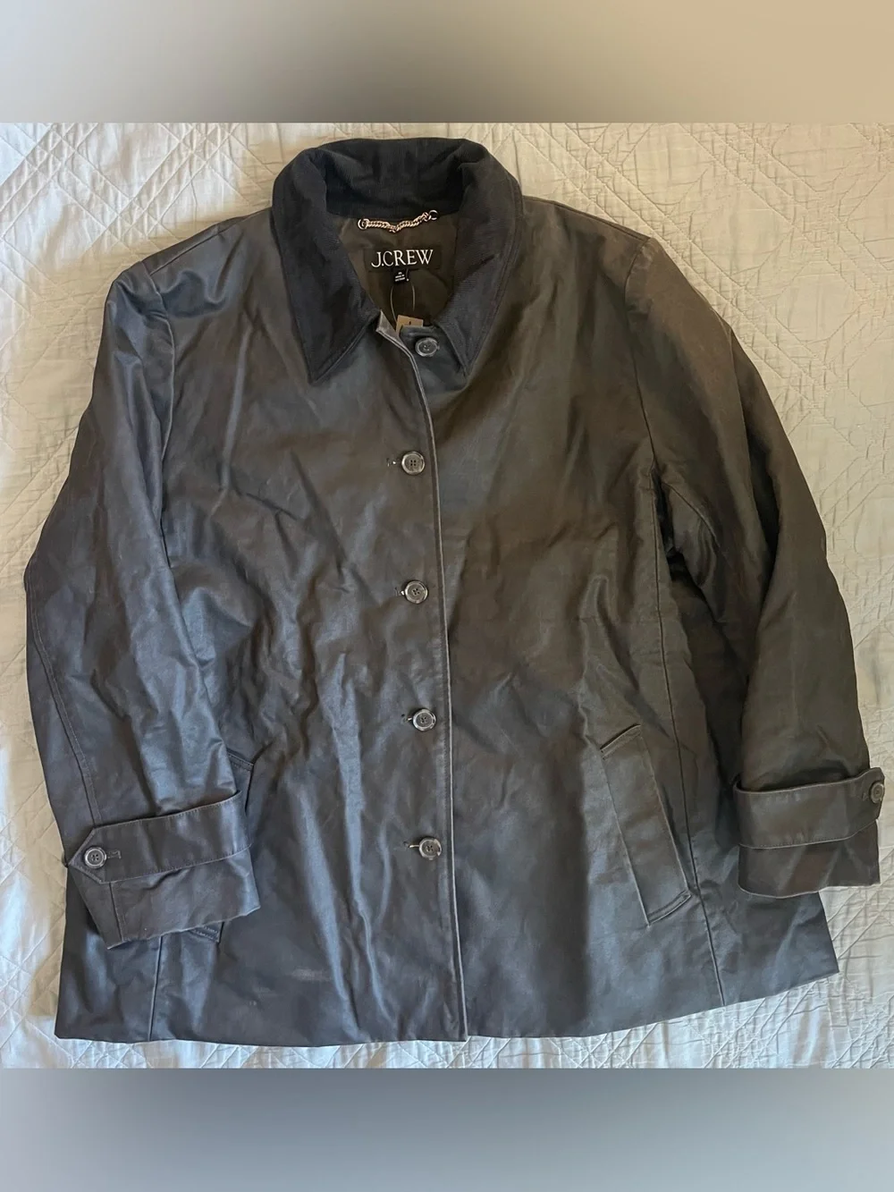 J CREW Coated Barn Jacket Washed Black Gray Combo Size XL $278 CN058